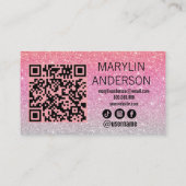 Rose Gold Glitzer Lash Tech QR Code Scannable Visitenkarte (Rückseite)