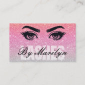 Rose Gold Glitzer Lash Tech QR Code Scannable Visitenkarte (Vorderseite)