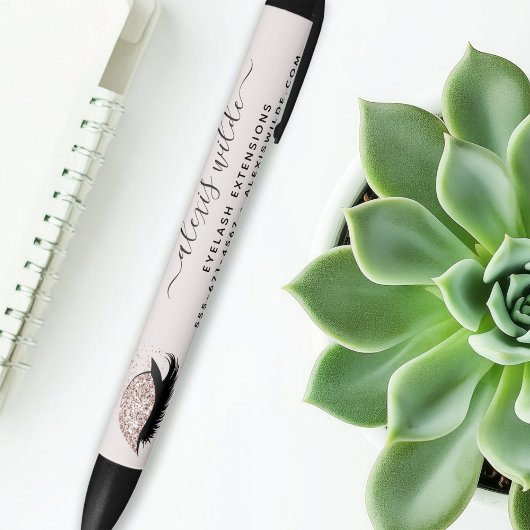 Rose Gold Glitzer Lashes Salon Business Werbeaktio Kugelschreiber