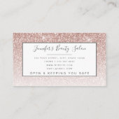 Rose Gold Glitzer Lashes Salon Visitenkarte (Rückseite)