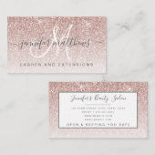 Rose Gold Glitzer Lashes Salon Visitenkarte (Vorne/Hinten)