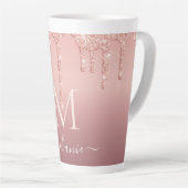 Rose Gold Glitzer Latte Tasse Individuelle Name Le (Rechte Ecke)