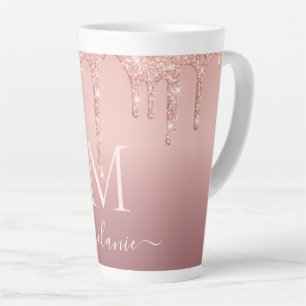 Rose Gold Glitzer Latte Tasse Individuelle Name Le