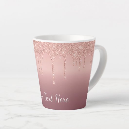 Rose Gold Glitzer Latte Tasse mit benutzerdefinier (Rechte Ecke)