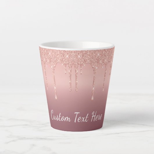 Rose Gold Glitzer Latte Tasse mit benutzerdefinier (Vorderseite)