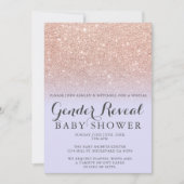 Rose Gold Glitzer Lavendel Geschlecht offenbaren B Einladung (Vorderseite)