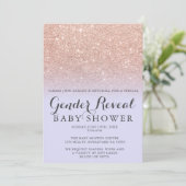 Rose Gold Glitzer Lavendel Geschlecht offenbaren B Einladung (Stehend Vorderseite)