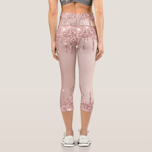 Rose Gold Glitzer Leggings mit benutzerdefiniertem (Rückseite)