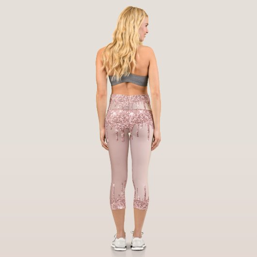 Rose Gold Glitzer Leggings mit benutzerdefiniertem (Rückseite)