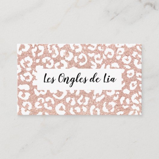 Rose Gold Glitzer Leopard Drucknails Techniker Visitenkarte (Vorderseite)