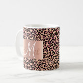 Rose Gold Glitzer Leopard Monogram Spaß Kaffeetasse (Vorderseite Links)