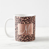 Rose Gold Glitzer Leopard Monogram Spaß Kaffeetasse (Links)