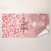 Rose Gold Glitzer Leopard Print Badehandtuch (Badehandtuch)