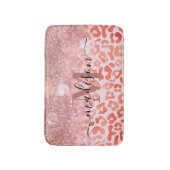 Rose Gold Glitzer Leopard Print Badematte (Vorderseite Vertikal)