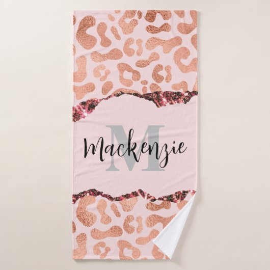 Rose Gold Glitzer Leopard Print Badhandtuch Set (Badehandtuch)