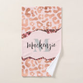Rose Gold Glitzer Leopard Print Badhandtuch Set (Handtuch)