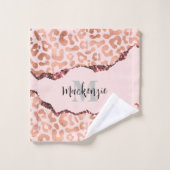 Rose Gold Glitzer Leopard Print Badhandtuch Set (Waschlappen)