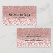 Rose Gold Glitzer Leopard Print Beauty Salon Visitenkarte (Vorne/Hinten)