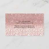 Rose Gold Glitzer Leopard Print Beauty Salon Visitenkarte (Rückseite)