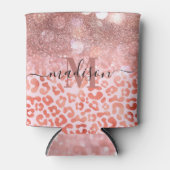 Rose Gold Glitzer Leopard Print Dosenkühler (Vorderseite)