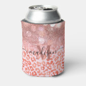 Rose Gold Glitzer Leopard Print Dosenkühler (Kanne Rückseite)