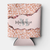 Rose Gold Glitzer Leopard Print Dosenkühler (Vorderseite)