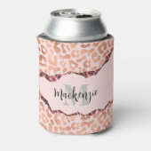 Rose Gold Glitzer Leopard Print Dosenkühler (Kanne Rückseite)