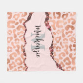 Rose Gold Glitzer Leopard Print Fleecedecke (Vorderseite (Horizontal))