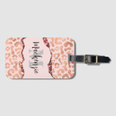 Rose Gold Glitzer Leopard Print Gepäckanhänger (Vorderseite (Horizontal))