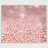 Rose Gold Glitzer Leopard Print Geschenkpapier (Flach)