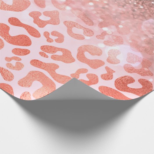 Rose Gold Glitzer Leopard Print Geschenkpapier (Ecke)