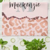 Rose Gold Glitzer Leopard Print Geschirrtuch (Gefaltet)