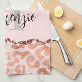 Rose Gold Glitzer Leopard Print Geschirrtuch (Viertel Falte)