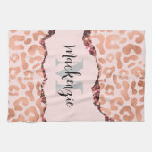 Rose Gold Glitzer Leopard Print Geschirrtuch (Horizontal)
