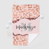 Rose Gold Glitzer Leopard Print Golfhandtuch (Insitu)