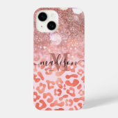 Rose Gold Glitzer Leopard Print iPhone Hülle (Rückseite)