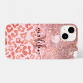Rose Gold Glitzer Leopard Print iPhone Hülle (Rückseite (Horizontal))