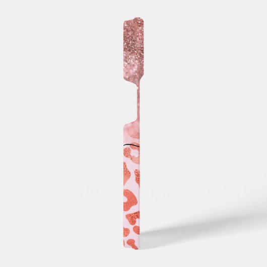 Rose Gold Glitzer Leopard Print iPhone Hülle (Rechte Seite)