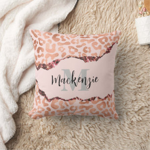 Rose Gold Glitzer Leopard Print Kissen