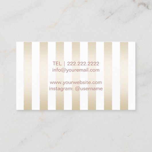 Rose Gold Glitzer Lifte Goldenen Streifen Visitenkarte (Rückseite)