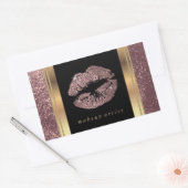 Rose Gold Glitzer Liften und Eleganter Gold Schrif Rechteckiger Aufkleber (Umschlag)