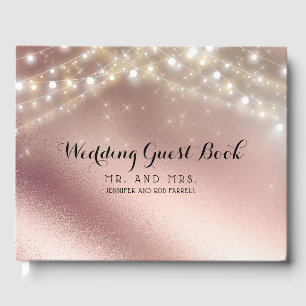 Rose Gold Glitzer Lights Hochzeit Gästebuch