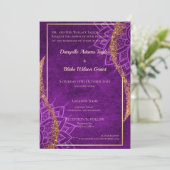 Rose Gold Glitzer Lila Hochzeitseinladung Einladung (Stehend Vorderseite)