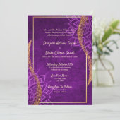 Rose Gold Glitzer Lila Mandala Foto Hochzeit Einladung (Stehend Vorderseite)