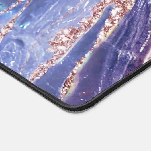 Rose Gold Glitzer Lila Opal Gem Marmormongramm Schreibtischunterlage (Ecke)