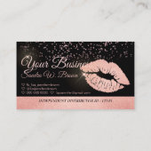 Rose Gold Glitzer Lippen Loyalität Visitenkarte (Rückseite)
