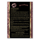 Rose Gold Glitzer Lipsense Senegence Instructions Tischnummer (Rückseite)
