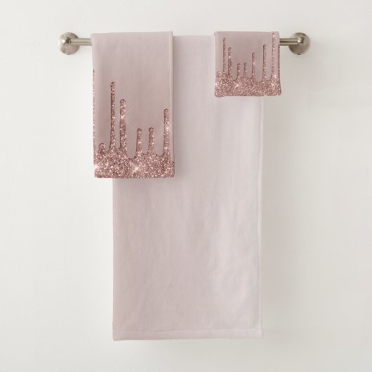 Rose Gold Glitzer Liquid Tropfen Badhandtuch Set (Insitu)