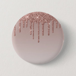 Rose Gold Glitzer Liquid Tropfen Button