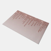 Rose Gold Glitzer Liquid Tropfen Fußmatte (Schrägansicht)